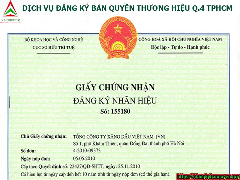 Dịch vụ đăng ký bản quyền thương hiệu Quận 4