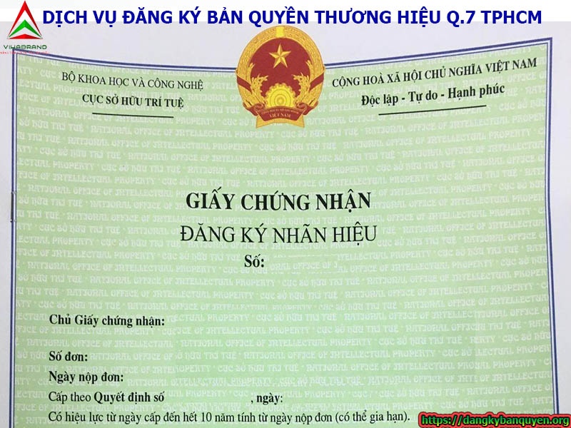 Dịch vụ đăng ký bản quyền thương hiệu Quận 7